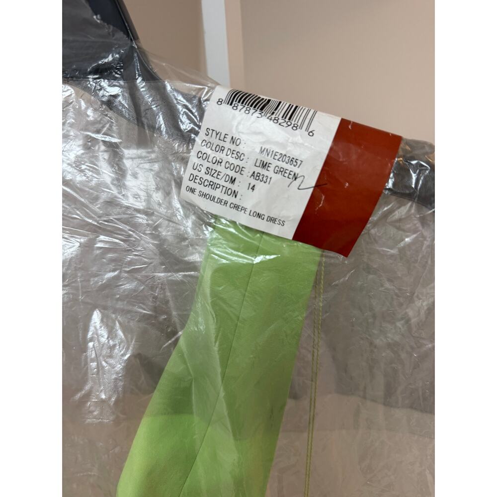 Aidan Mattox Lime Green One-Shoulder Maxi Dress - Picture 6 of 9